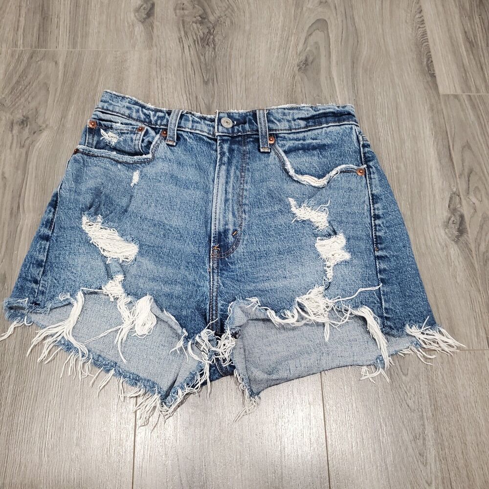 Abercrombie Fitch Mom Shorts High Rise Curve Love Womens 28 / 6 Medium Wash